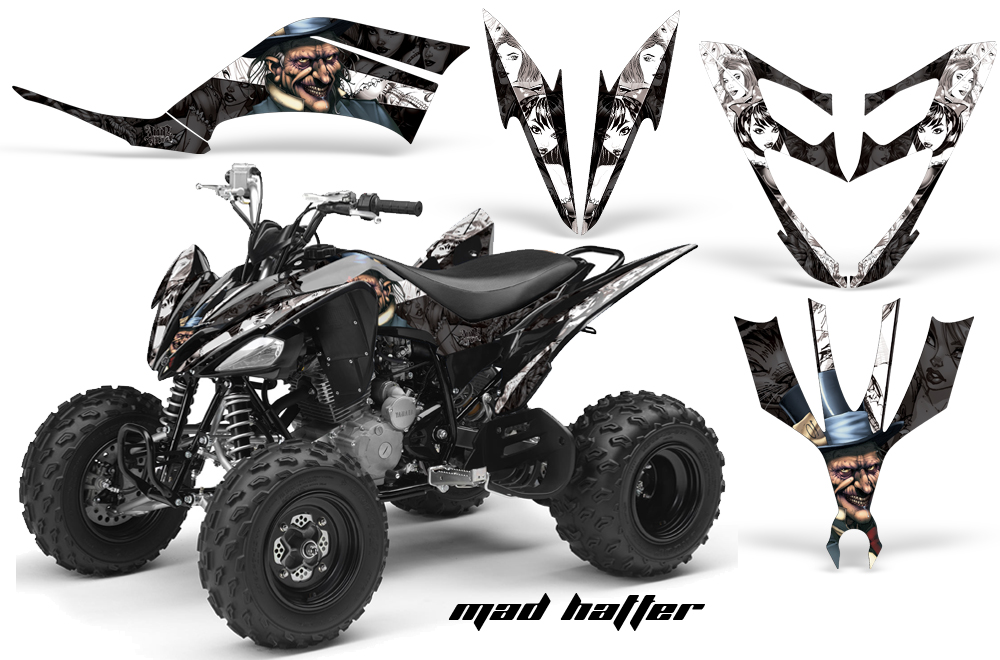 Yamaha Raptor 250 Graphics MadHatter BlackWhitestripe